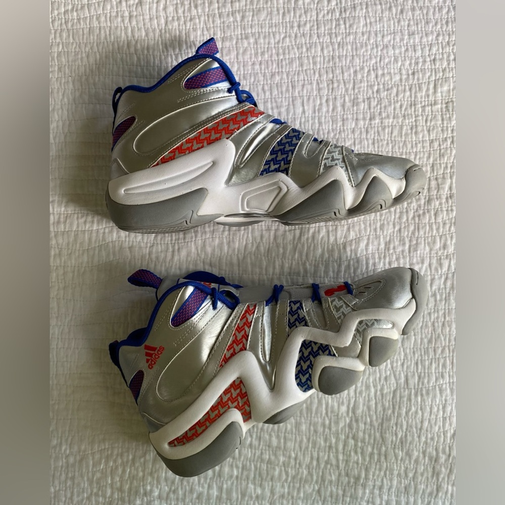 EUC Adidas Crazy 8 KB8 ‘John Wall' Sneakers (G98293) Silver/Blue Size 12 - Picture 8 of 15